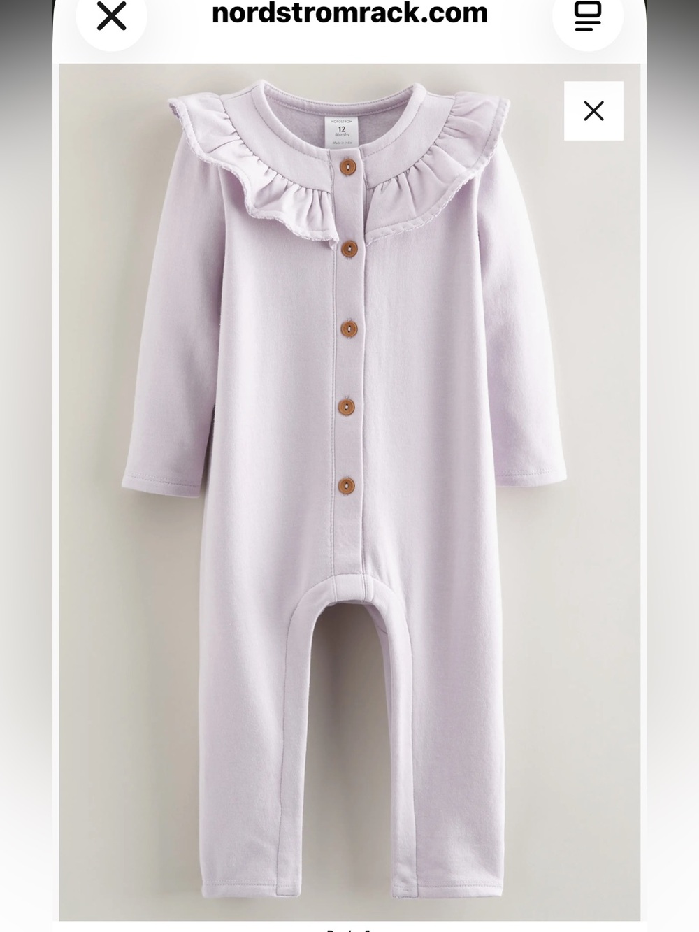 Nordstrom Lilac Ruffle-Trim Button Front One-Piece